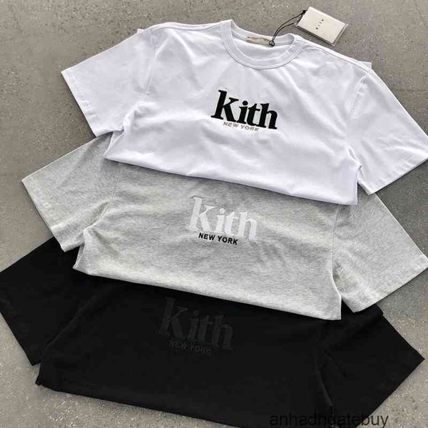

2021ss kith t-shirt letter embroidery couples dressplnt, White;black