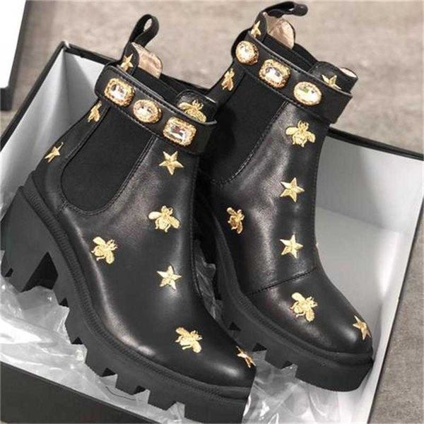

yucheng01 women designer boots martin desert boot flamingos love arrow 100% real leather medal coarse non-slip winter shoes size us5-11 no 1, Black