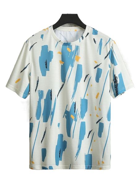 

men random brush print tee y6w5#, White;black