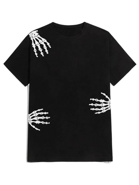 

romwe guys hand skeleton print tee z4yo#, White;black