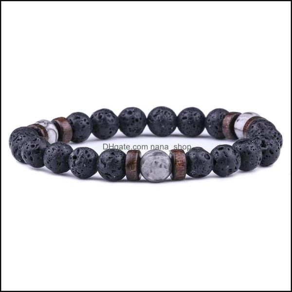 Perlenstränge Armbänder Schmuck Natürliche Mondsteinperle Tibetischer Buddha Armband Chakra Lavastein Ätherisches Öl Diffusor Männer Geschenk Drop Deli