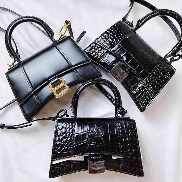 

luxury classic women bbbalencaigasss bags mini cute b family high version women's bag versatile crocodile hourglass leather one shoulde