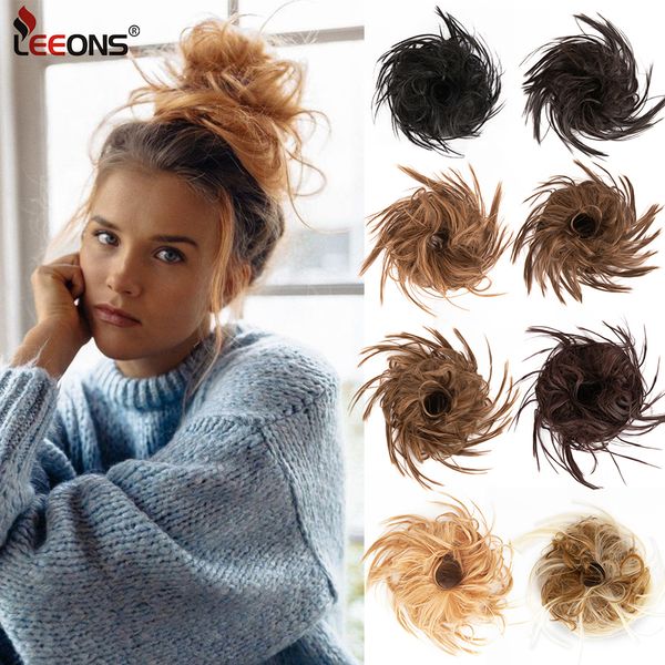 

accessories synthetic chignon messy scrunchie elastic band hair bun straight updo hairpiece high temperture fiber natural fake hair costume, Silver