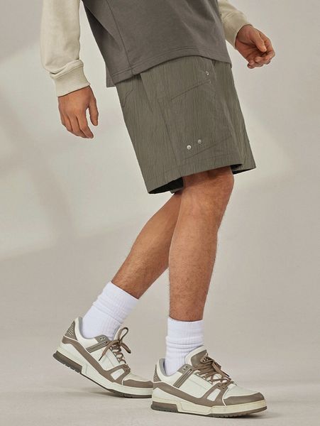

men solid drawstring waist shorts 104d#, White;black
