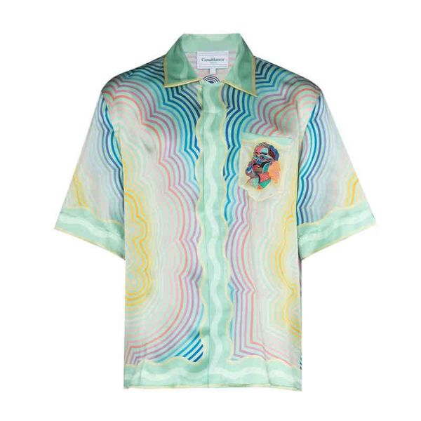 

summer men's sports casual suit casablanca hawaiian short sleeve shirt silk fashion beach shorts men women loose european and american, Gray