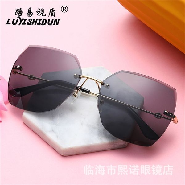 

sunglasses sun trendy rimless cut edge women's metal uv400 cpz4, White;black