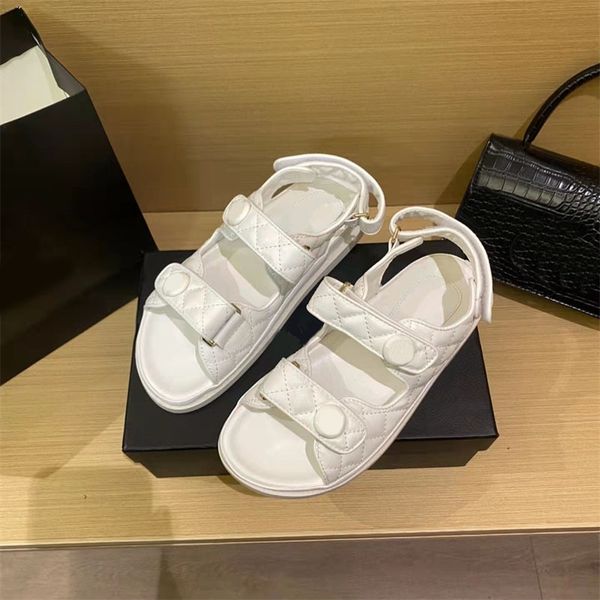 

dad sandals grandad sandals loafers caviar leather chain gold women slippers crystal calf quilted platform summer beach slipper 35-42 with, Black