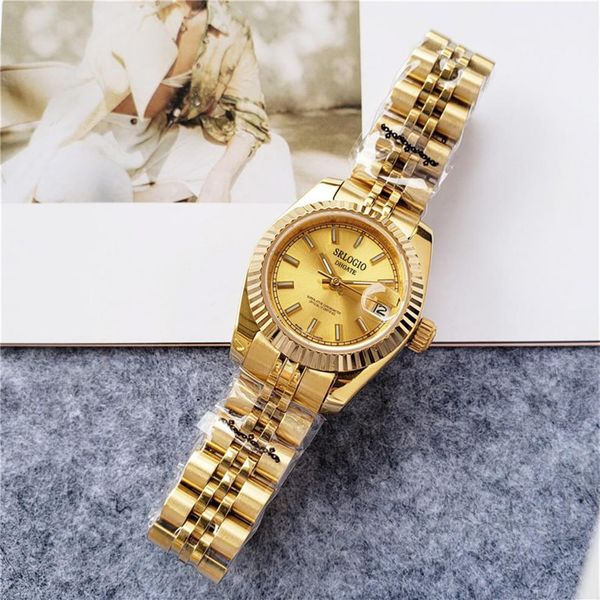 

high-end ladies watch fully automatic mechanical movement stainless steel strap and case 28mm waterproof montre de luxe250e, Slivery;brown