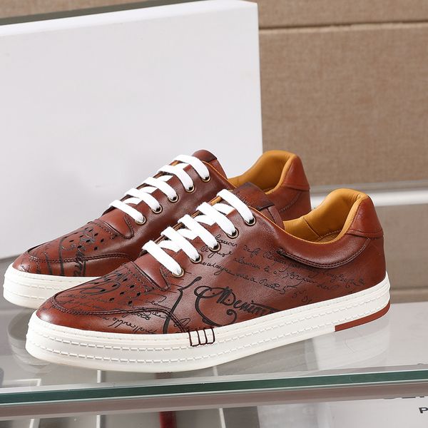 

handmade men's shoes high-end ancient method artificial technology coloring leisure sports board shoes, Red;white