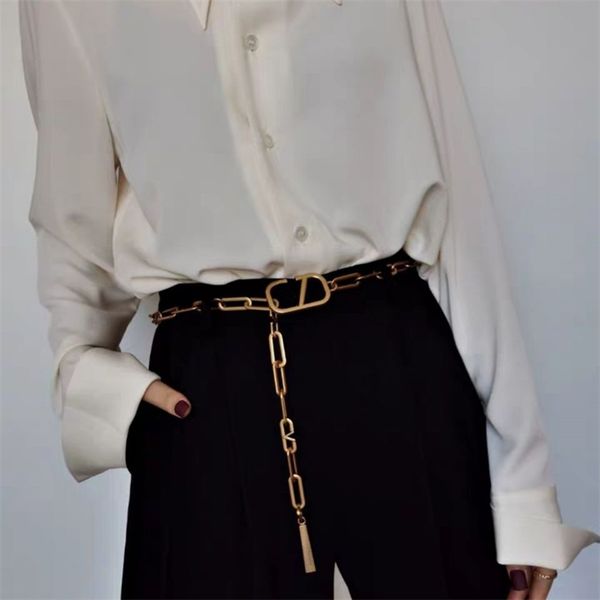 

metal chain belt letter belts women fashion versatile light luxury waist chains men designer belt203m, Black;brown