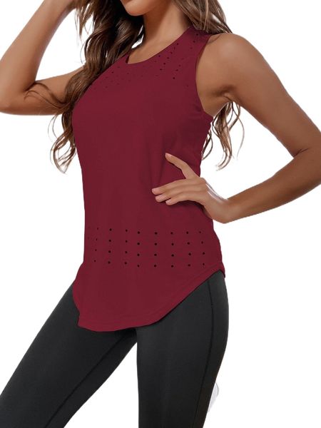 

hollow out curved hem sports tank y7xw#, Gray