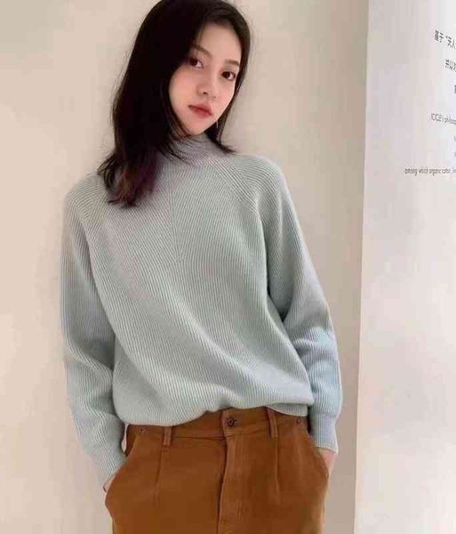 

women's knits tees autumn winter class versatile loose round neck cashmere silhouette pullover sweater, White