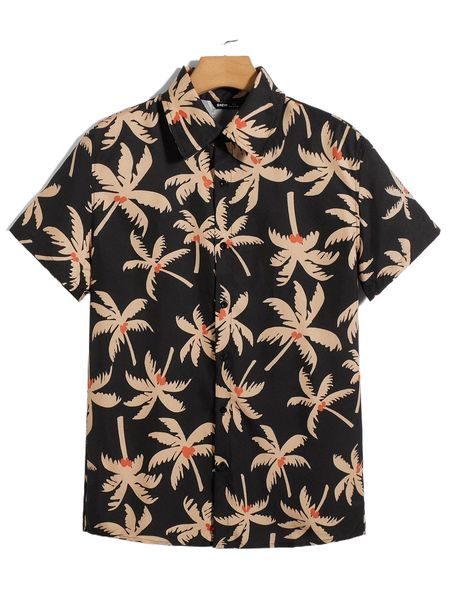 

men coconut tree print shirt m58w#, White;black