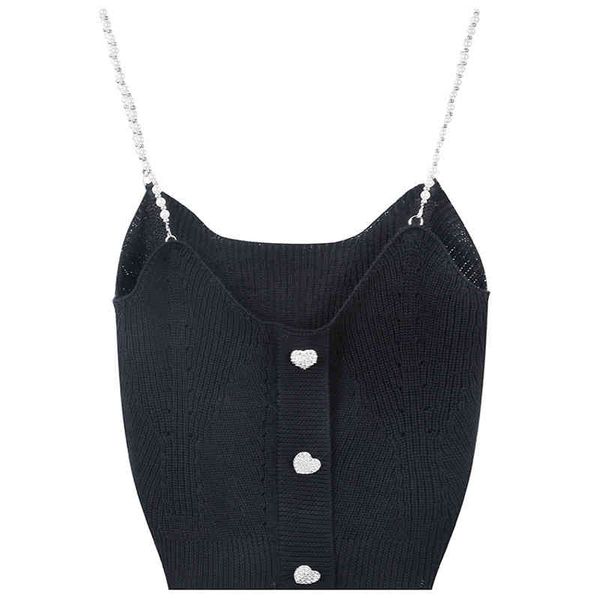 

women's tanks & camis black sweater suspender short 2022 spring and autumn love button temperament knitted vest strapless women's, White