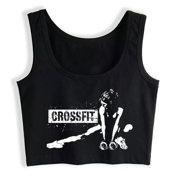 Crop Top Feminino Ginástica no CrossFit Design Inscrições Sem Mangas Tops Mulheres 220325