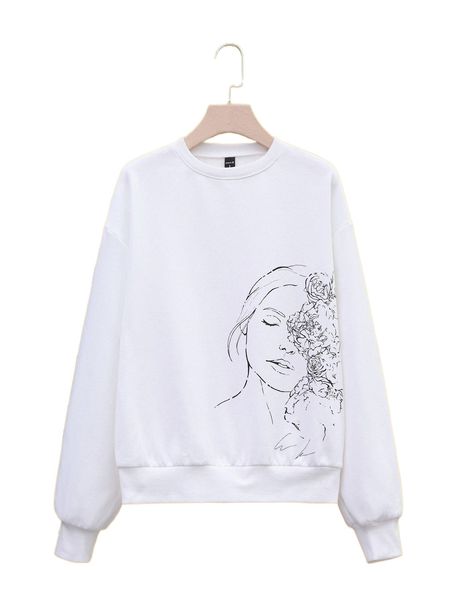 

x cassi walsh figure graphic drop shoulder sweatshirt l3d3#, Black