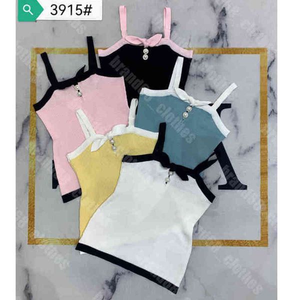 

women knit tanks cropped crop esigner summer sleeveless bow camis slim leggings logo ch..el brand simple solid color 5a women clothing album, White