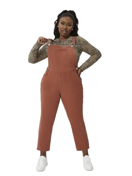 

plus slant pocket denim overalls without w0cs#, Black;white