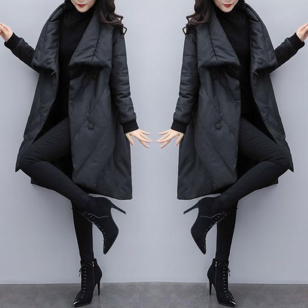 

women's trench coats fdfklak winter fashion women's loose large jacket female 2022 oversize medium long thin cloak coat casual lad, Tan;black