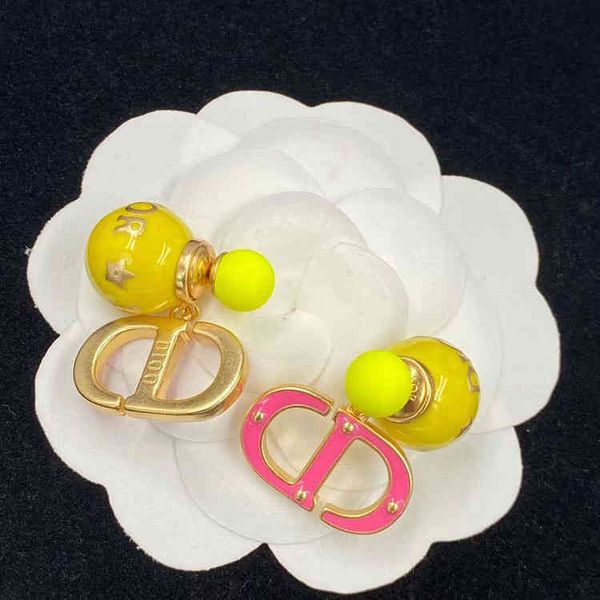 

super discount 75% off yellow earrings fashion personality simple cartoon temperament high sense ear female accessories, Golden