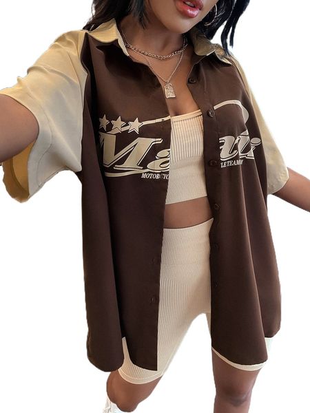 

letter graphic contrast raglan sleeve shirt i1ox#, White