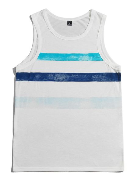 

men striped tank o16b#, White;black