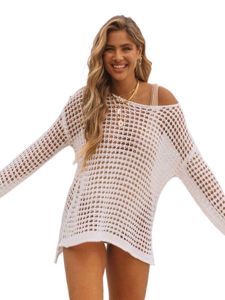 

hollow out drop shoulder cover up without bodysuit i7fe#, White;black