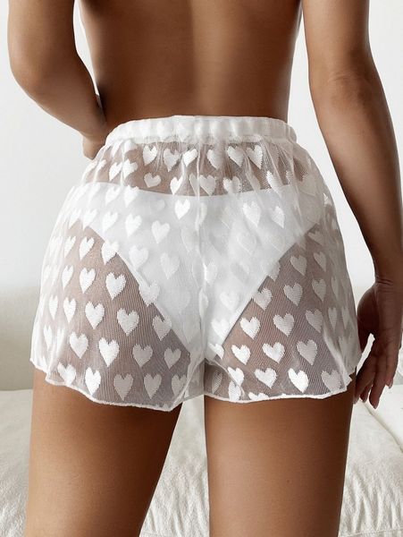 

heart print beach shorts n56d#, White;black
