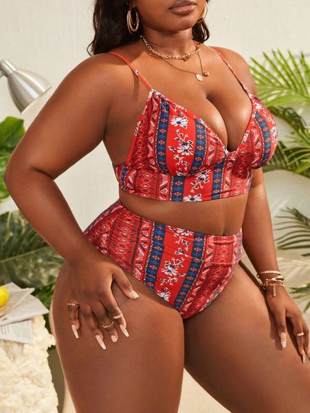 

plus floral high waisted bikini swimsuit g9u5#, White;black