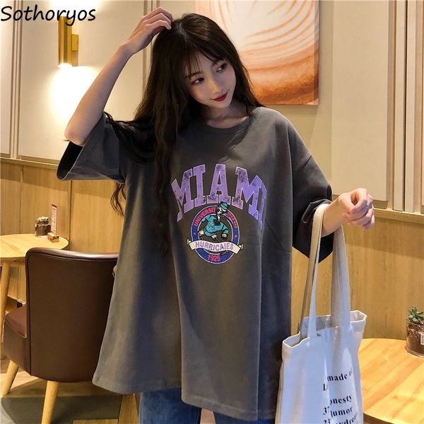 

tshirts women letter printing funny tshirt oneck simple allmatch cartoon trendy womens tee couple clothes loose y200412, White