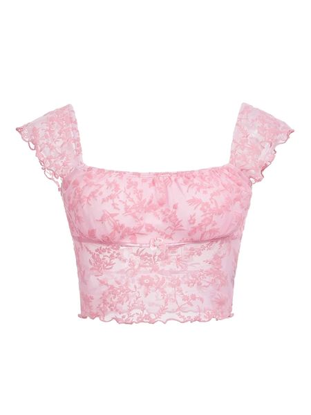 

mod floral print lettuce trim crop h5tj#, White