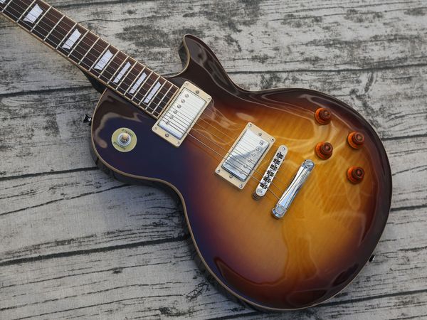 

custom electric guitar, tobacco, chrome hardware