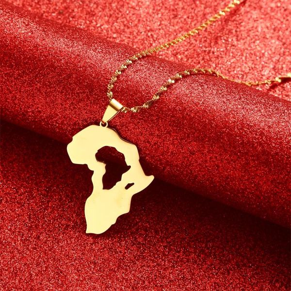 Anhänger Halsketten Afrika Karte Gold Silber Farbe Schmuck für Frauen Männer Afrikanische Karten Schmuck Geschenke