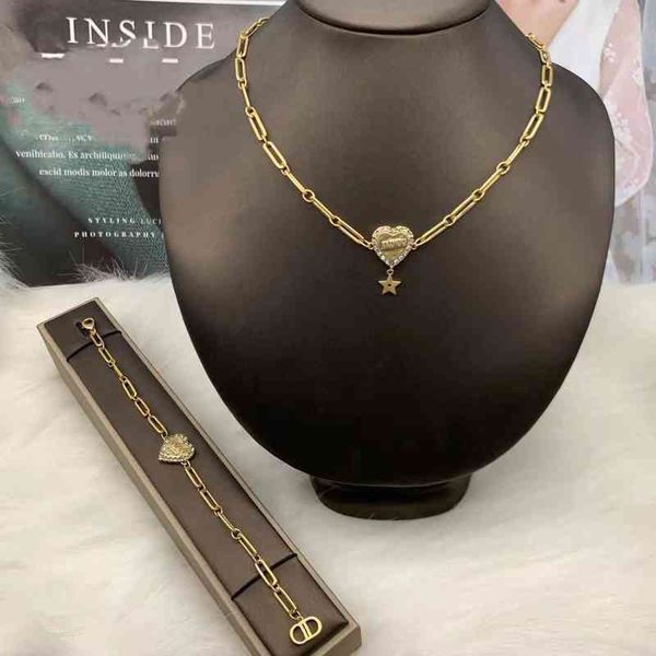 

factory outlet necklace new star letter love inlaid diamond fashion personality temperament net red same bracelet, Silver