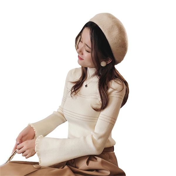 

mishow sweaters knitted bottoming long sleeve solid pullover women striped jumper autumn winter knitwear fit mx18d5136 201225, White;black