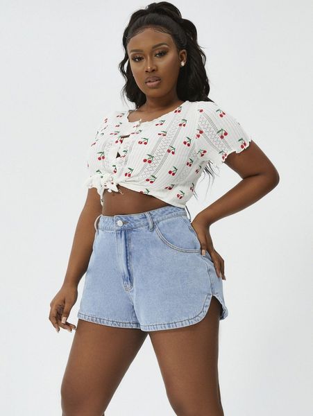 

plus high waist slant pocket denim shorts o8tn#, White;black