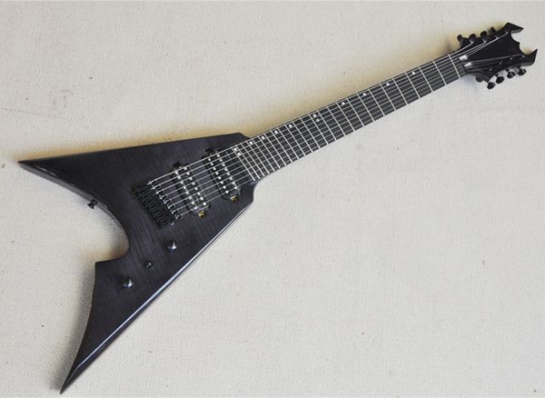 

8 strings black electric guitar with rosewood fretboard