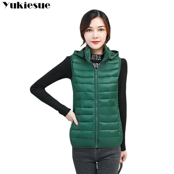 

plus size 4xl autumn woman winter warm down vests female oversized thick women removable hooded waistcoat plus size 210412, Black;brown