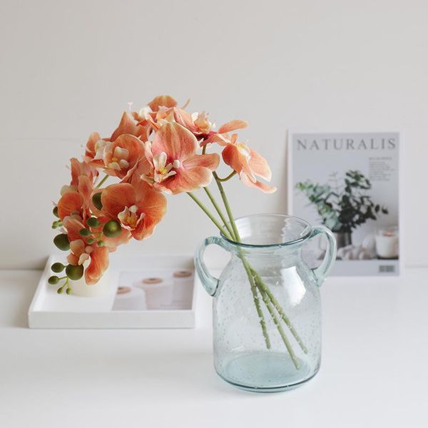 

artificial orchid flower 45cm/17inch long stem fake phalaenopsis with 5 faux for wedding party home decor