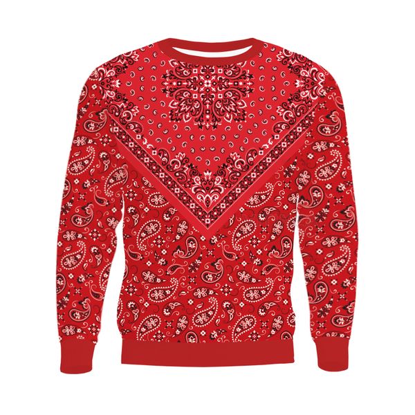 Осень/зима Новая 3D бандана красная толстовка с принтом пейсли европейский и американский мужской свободный пуловер свитер 010