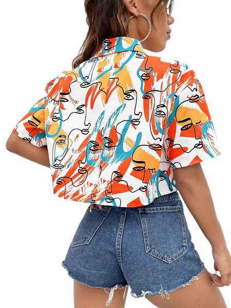 

figure & brush print shirt u4av#, White