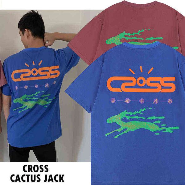 

peripheral deer music festival short sleeve american loose t-shirt, White;black