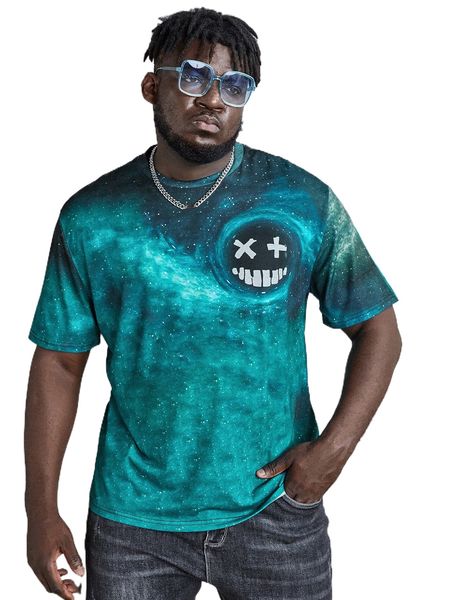 

extended sizes men galaxy & expression print tee i48k#, White;black