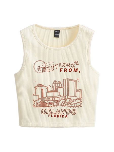 

x celina trieu building & letter graphic ribbed knit tank s1qg#, White