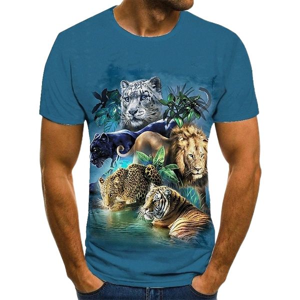 

men's tee t shirt shirt 3d print graphic prints lion animal plus size round neck casual daily print short sleeve basic fashion designe, White;black