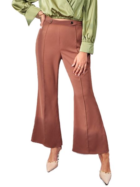 

plus high waist flare leg pants w1x0#, Black