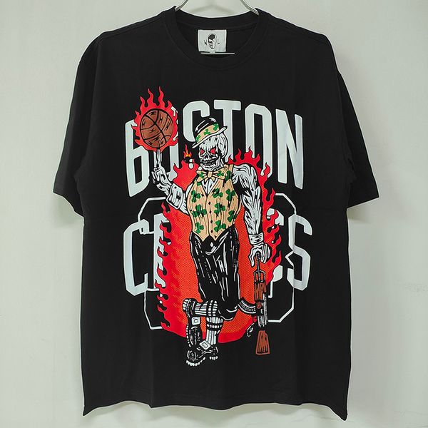 Warren T-shirt Boston Skull City of Angels Estampa Mens Lotas Tee Summer Womens T-Shirts Loose Tees Men Casual Shirt Black Top Tee S-XL