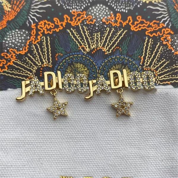 

ornament charm earring diamond inlaid letter star earrings simple and versatile star earrings ear style, Golden