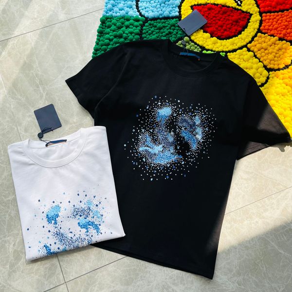 

22ss high-end crewneck new classic starry sky tee summer solid color short sleeve fashion casual popular men women couples high street t-shi, White;black