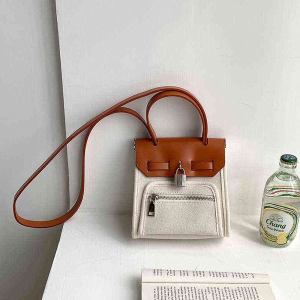 

fashion canvas crossbody bags for women designer shoulder bag luxury pu leather patchwork messenger bag small phone purses 220608